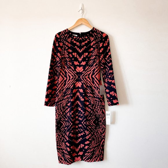 Maggy London Tie Dye Printed Crepe Midi Dress Sz 2 - Picture 5 of 13